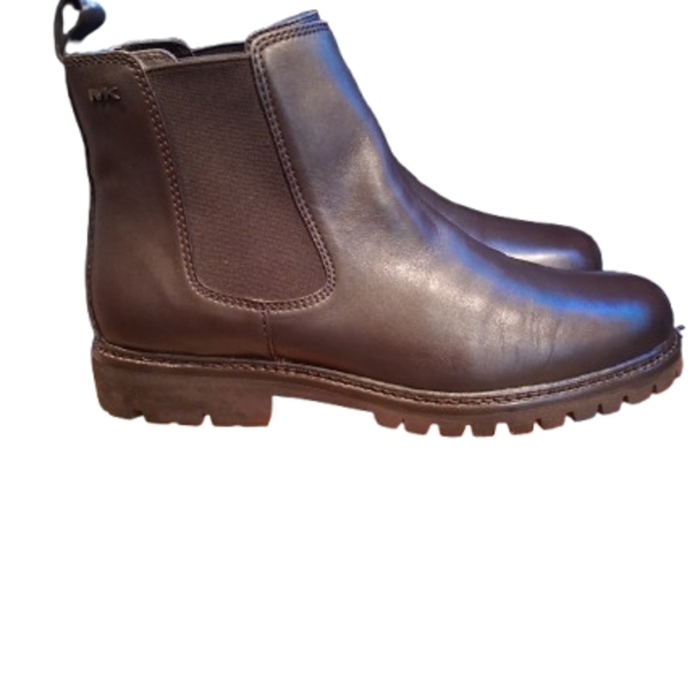 Michael Kors Mens Brown Leather Chelsea Boots Lug Sole Size 10.5 - Picture 2 of 8